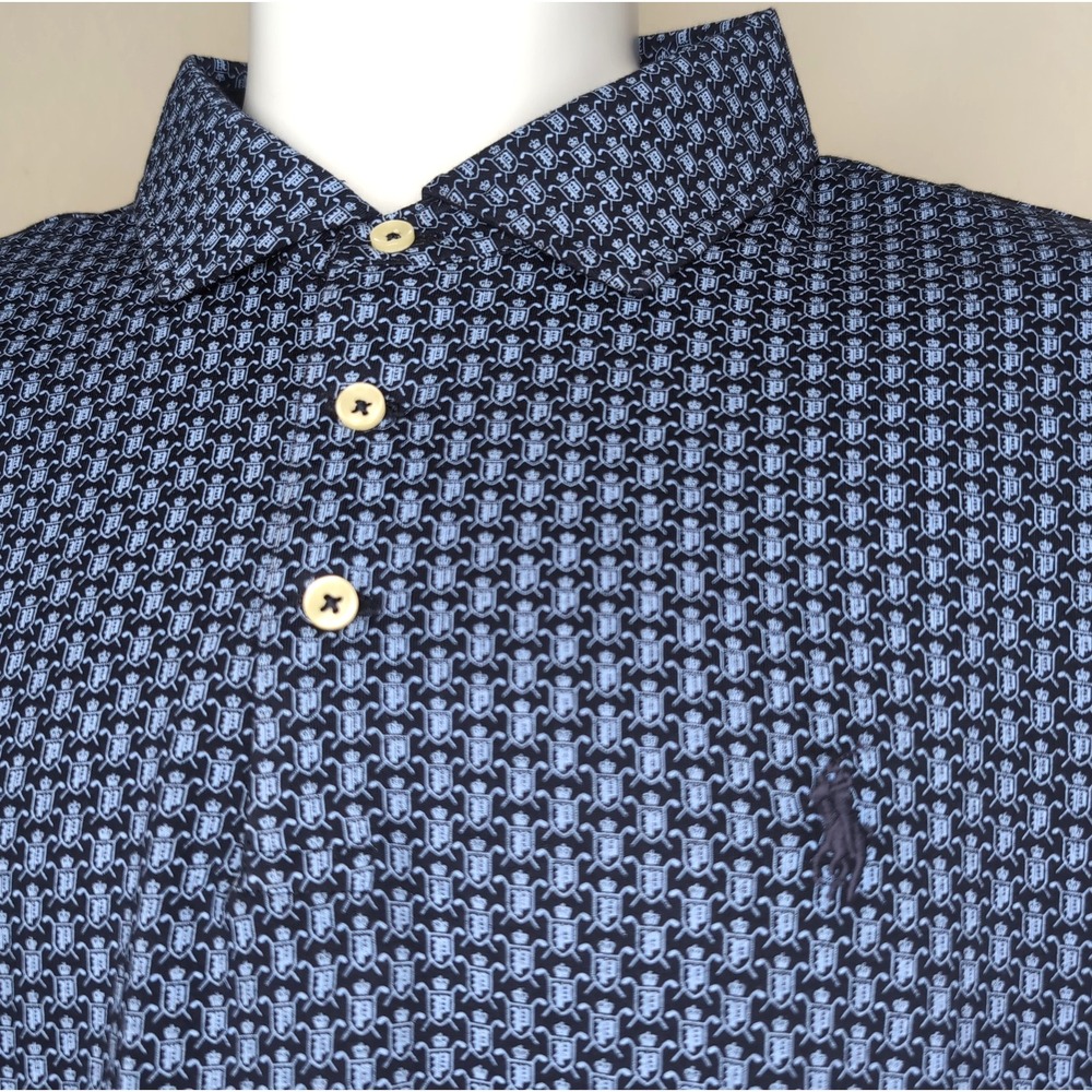 NEW Polo Ralph Lauren Polo Shirt Mens XL Navy Monogram Cotton Short Sleeve NWT